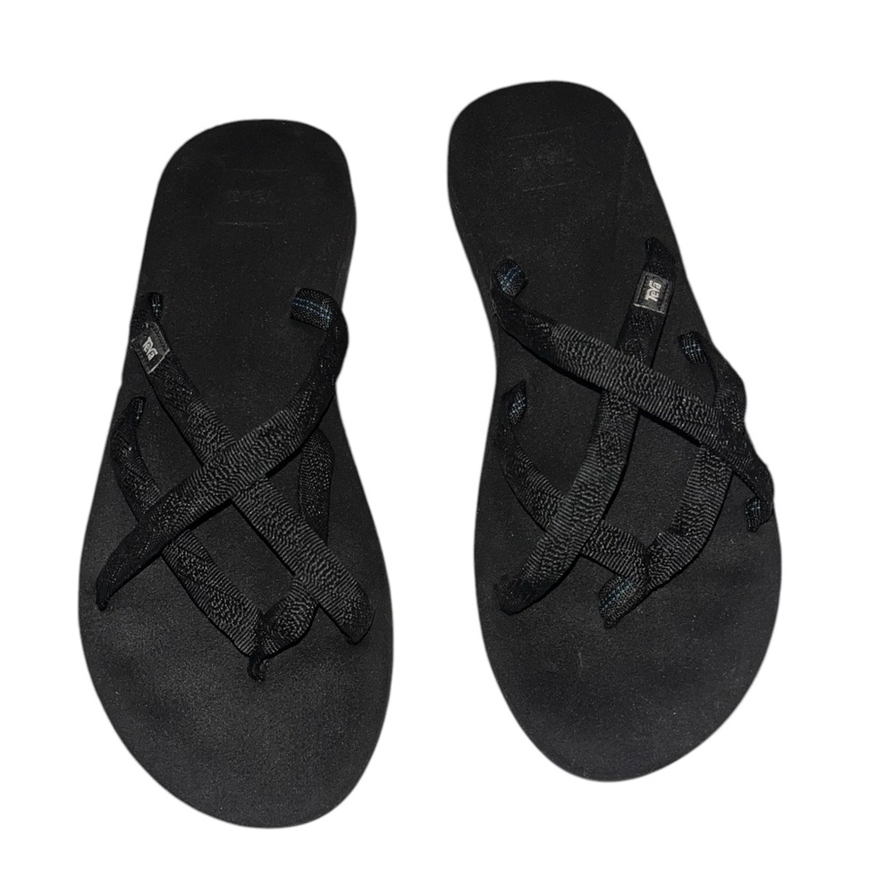 Teva Women's Olowahu Sandal Slide Size 10 Black Flip Flop Thong Foam Sole Comfy - Picture 2 of 7
